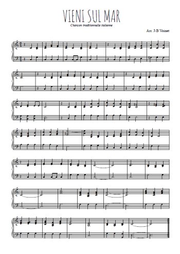 Téléchargez l'arrangement pour piano de la partition de Vieni sul mar en PDF